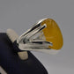 AAE 6528 Chandi Ring 925, Stone: Yellow Aqeeq - AmeerAliEnterprises