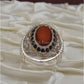 AAE 6678 Chandi Ring 925, Stone: Red Aqeeq