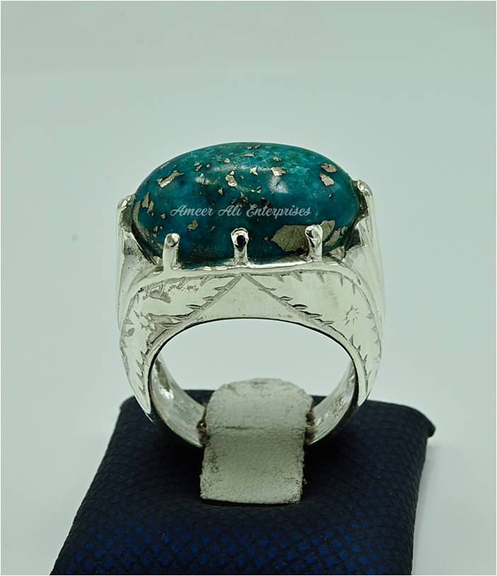 AAE 6858 Chandi Ring 925, Stone: Shajri Feroza