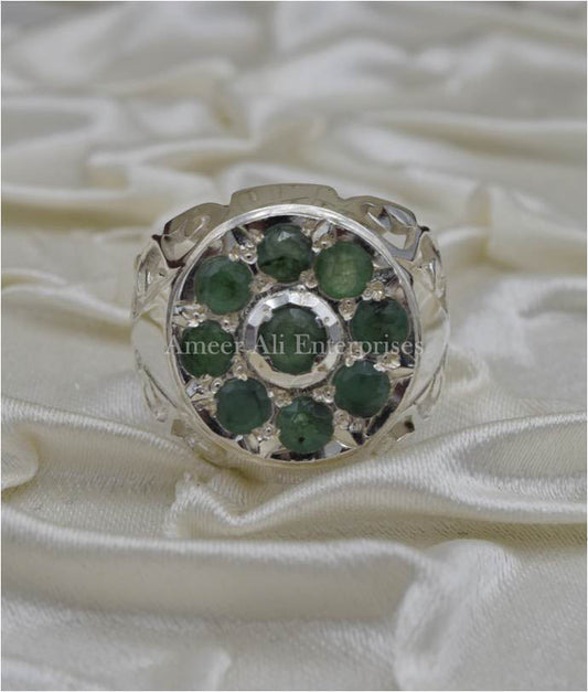 AAE 3921 Chandi Ring 925, Stone Emerald (Zamurd)