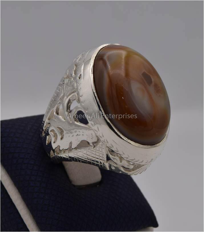 AAE 2310 Chandi Ring 925, Stone: Sulemani Aqeeq - AmeerAliEnterprises