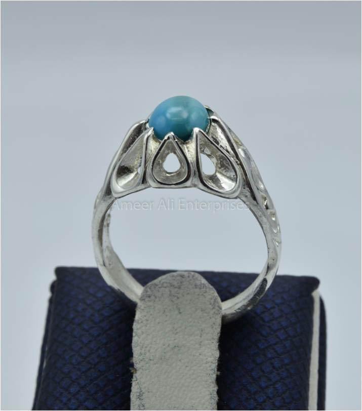 AAE 5796 Chandi Ring 925, Stone: Feroza - AmeerAliEnterprises
