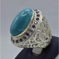 AAE 5851 Chandi Ring 925, Stone: Feroza - AmeerAliEnterprises