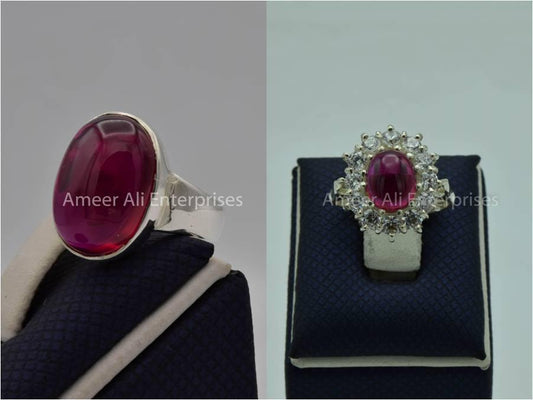 Silver Couple Rings: Pair 143,  Stone: Irani Poota Yaqoot - AmeerAliEnterprises