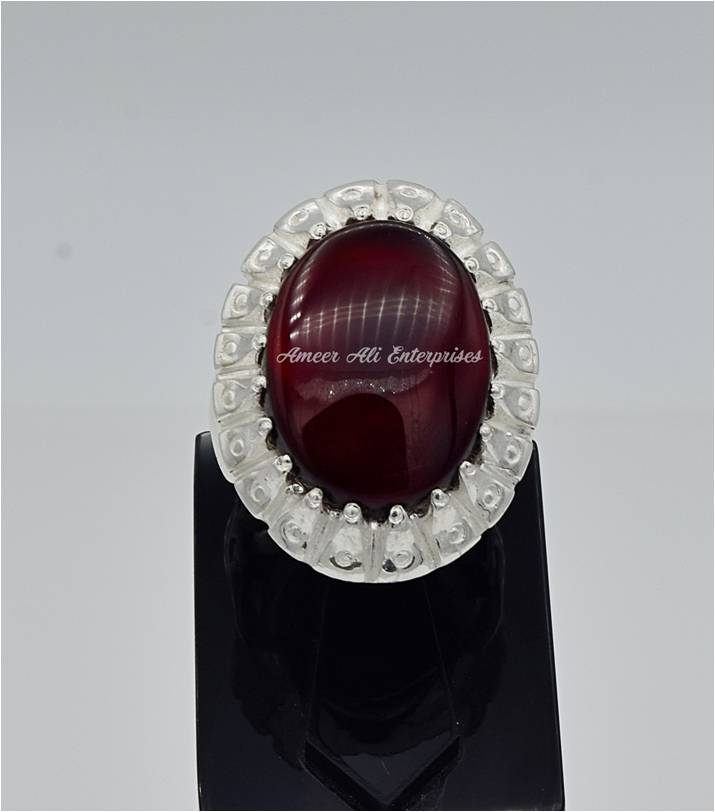 AAE 6566 Chandi Ring 925, Stone: Yamni Aqeeq