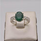 AAE 2505 Chandi Ring 925, Stone: Emerald (Zamorad) - AmeerAliEnterprises