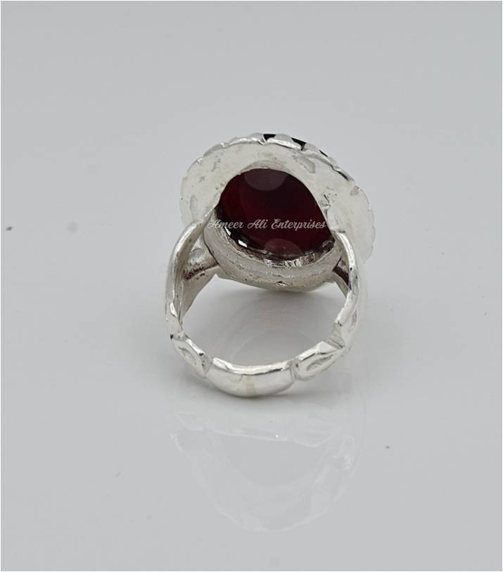AAE 6566 Chandi Ring 925, Stone: Yamni Aqeeq