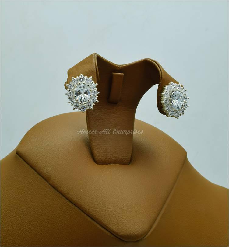 AAE 2477 CHANDI EARRINGS 925, STONE: ZIRCON - AmeerAliEnterprises