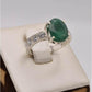 AAE 2505 Chandi Ring 925, Stone: Emerald (Zamorad) - AmeerAliEnterprises