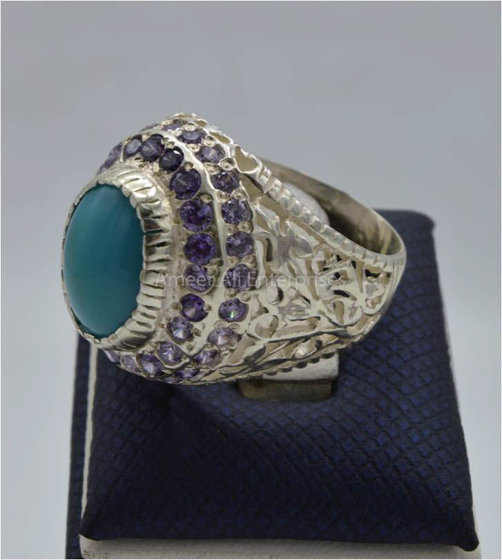 AAE 3413 Chandi Ring 925, Stone: Feroza (Turquoise)