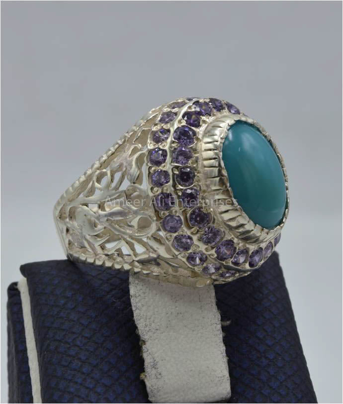 AAE 3413 Chandi Ring 925, Stone: Feroza (Turquoise)