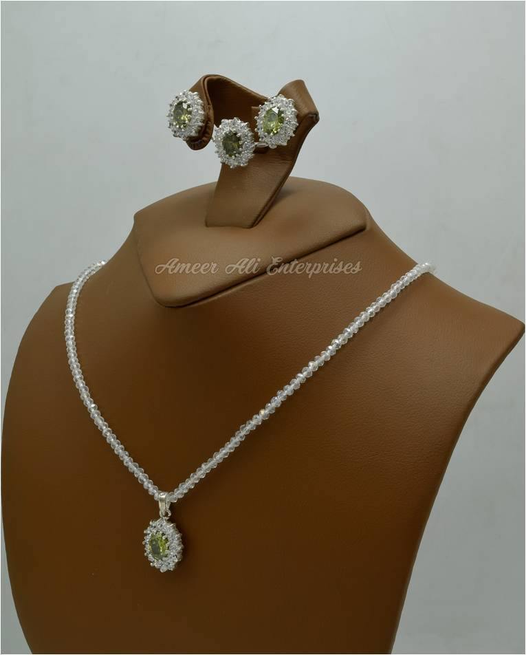 AAE 6105 CHANDI SET 925, STONE: ZIRCON - AmeerAliEnterprises