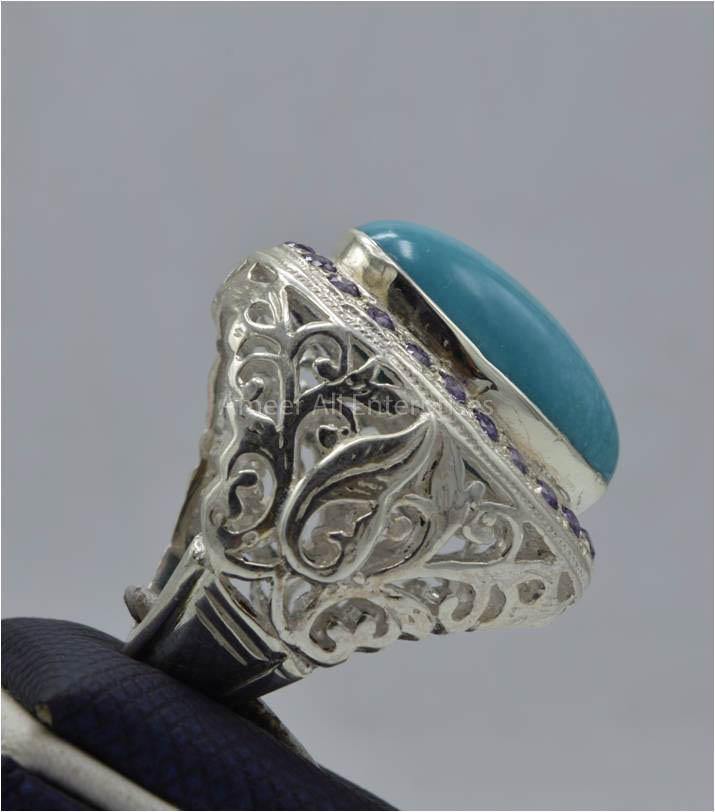 AAE 5851 Chandi Ring 925, Stone: Feroza - AmeerAliEnterprises