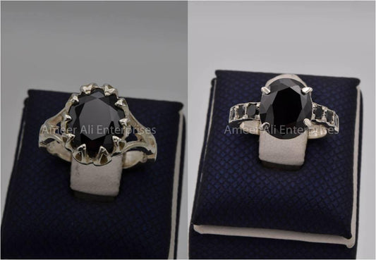 Silver Couple Rings: Pair 116,  Stone: Zircon - AmeerAliEnterprises