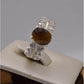 AAE 2496 Chandi Ring 925, Stone: Tiger's Eye - AmeerAliEnterprises