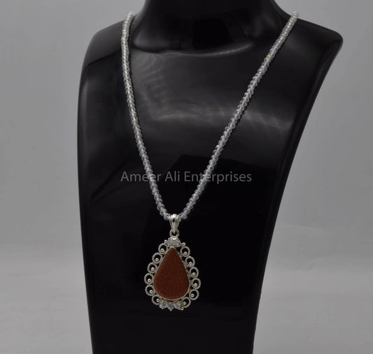 AAE 5730 Chandi Pendant 925, Stone: Sun Sitara - AmeerAliEnterprises
