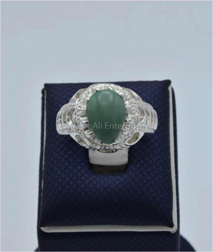 AAE 5798 Chandi Ring 925, Stone: Husseini Feroza - AmeerAliEnterprises
