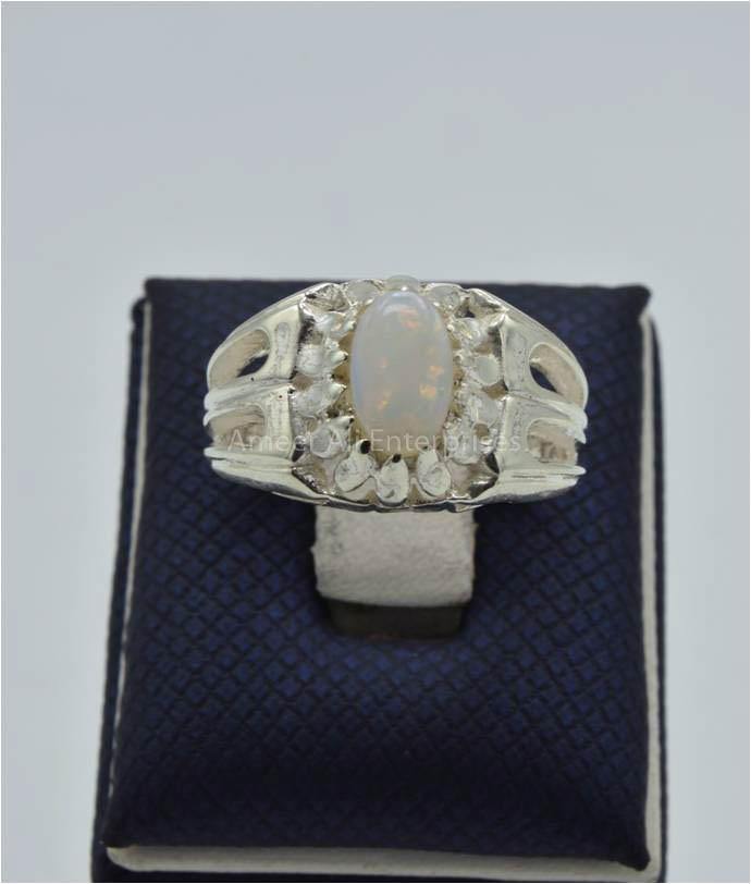 AAE 5927 Chandi Ring 925, Stone: Opal - AmeerAliEnterprises