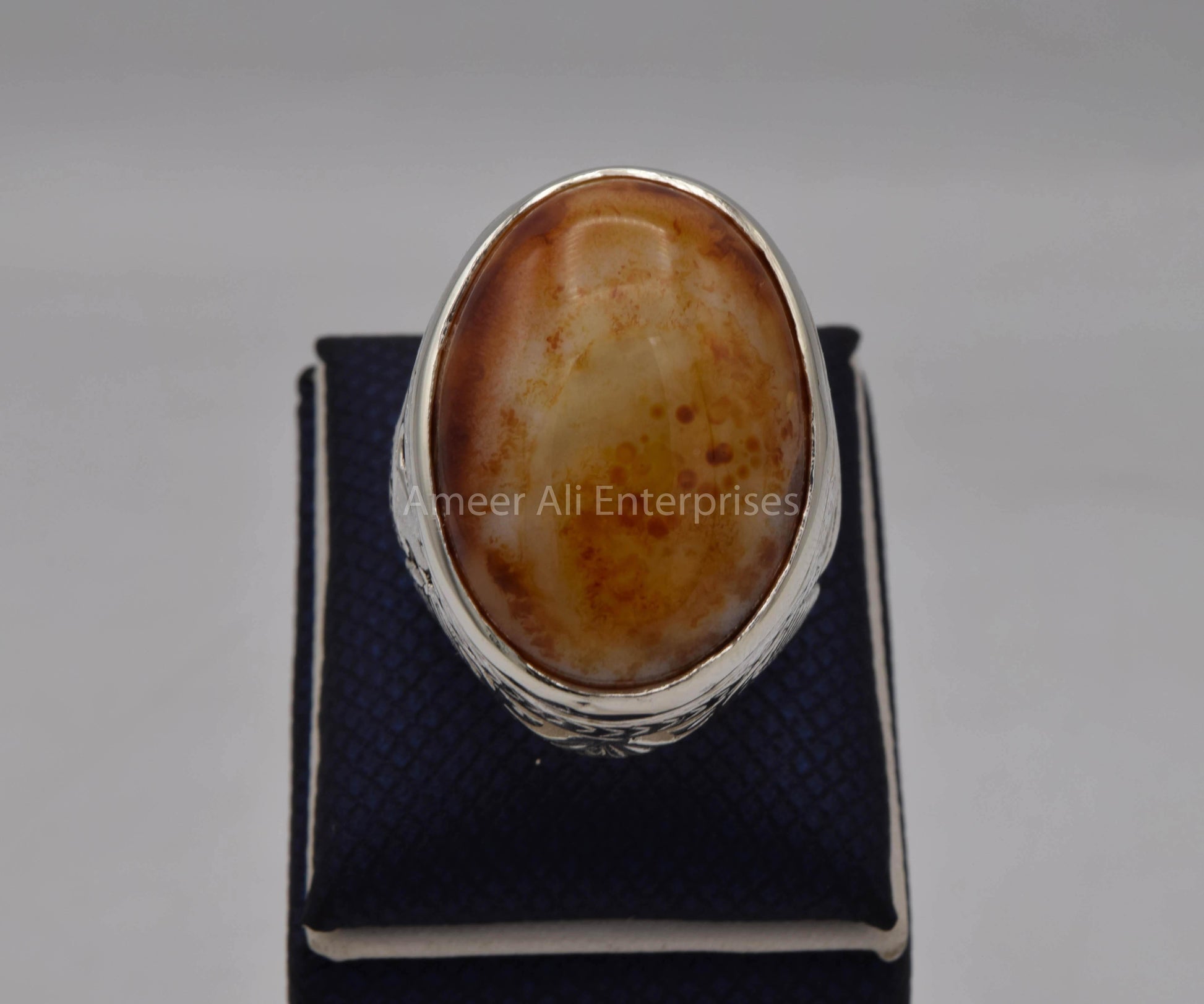 AAE 5613 Chandi Ring 925, Stone: Sulemani Aqeeq - AmeerAliEnterprises