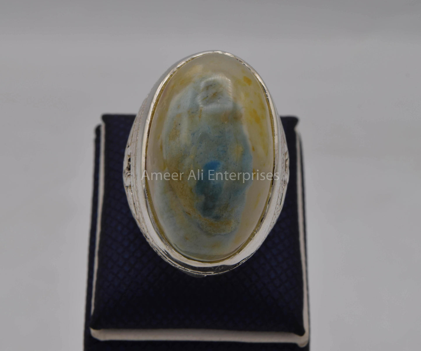 AAE 5605 Chandi Ring 925, Stone: Sulemani Aqeeq - AmeerAliEnterprises