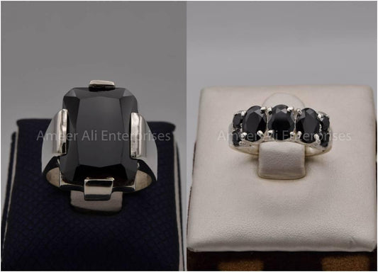 Silver Couple Rings: Pair 80,  Stone: Zircon - AmeerAliEnterprises