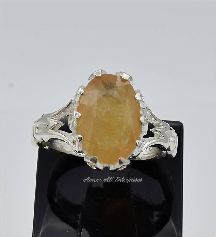 AAE 6632 Chandi Ring 925, Stone: Pukhraj