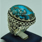 AAE 6766 CHANDI RING 925, STONE: SHAJRI FEROZA (TURQUOISE) - AmeerAliEnterprises