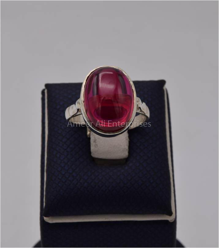 AAE 5741 Chandi Ring 925, Stone: Irani Pota Yaqoot - AmeerAliEnterprises