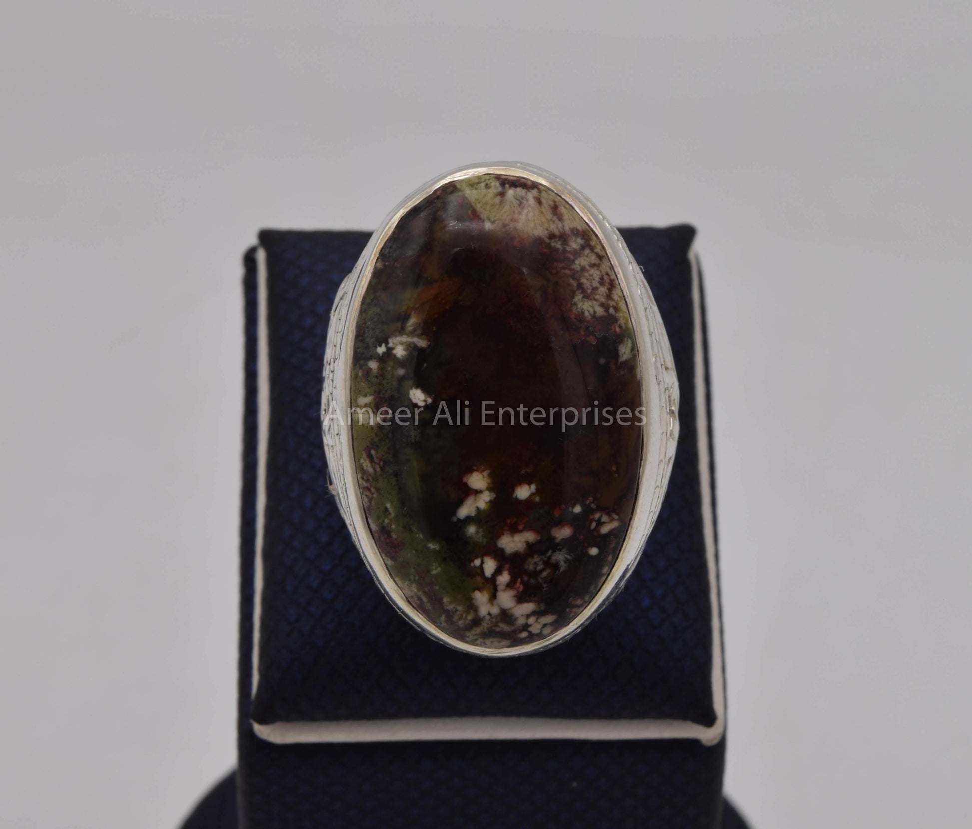 AAE 5636 Chandi Ring 925, Stone: Sulemani Aqeeq - AmeerAliEnterprises