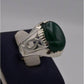 AAE 3111 Chandi Ring 925, Stone: Green Aqeeq - AmeerAliEnterprises