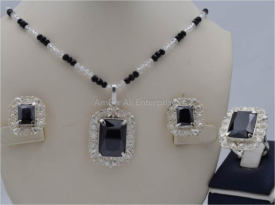 AAE 5639 Chandi Set 925, Stone: Zircon - AmeerAliEnterprises