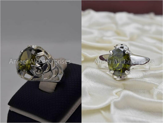 Silver Couple Rings: Pair 64, Stone: Zircon - AmeerAliEnterprises