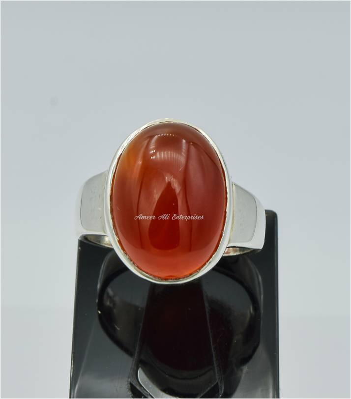AAE 4381 Chandi Ring 925, Stone: Red Aqeeq