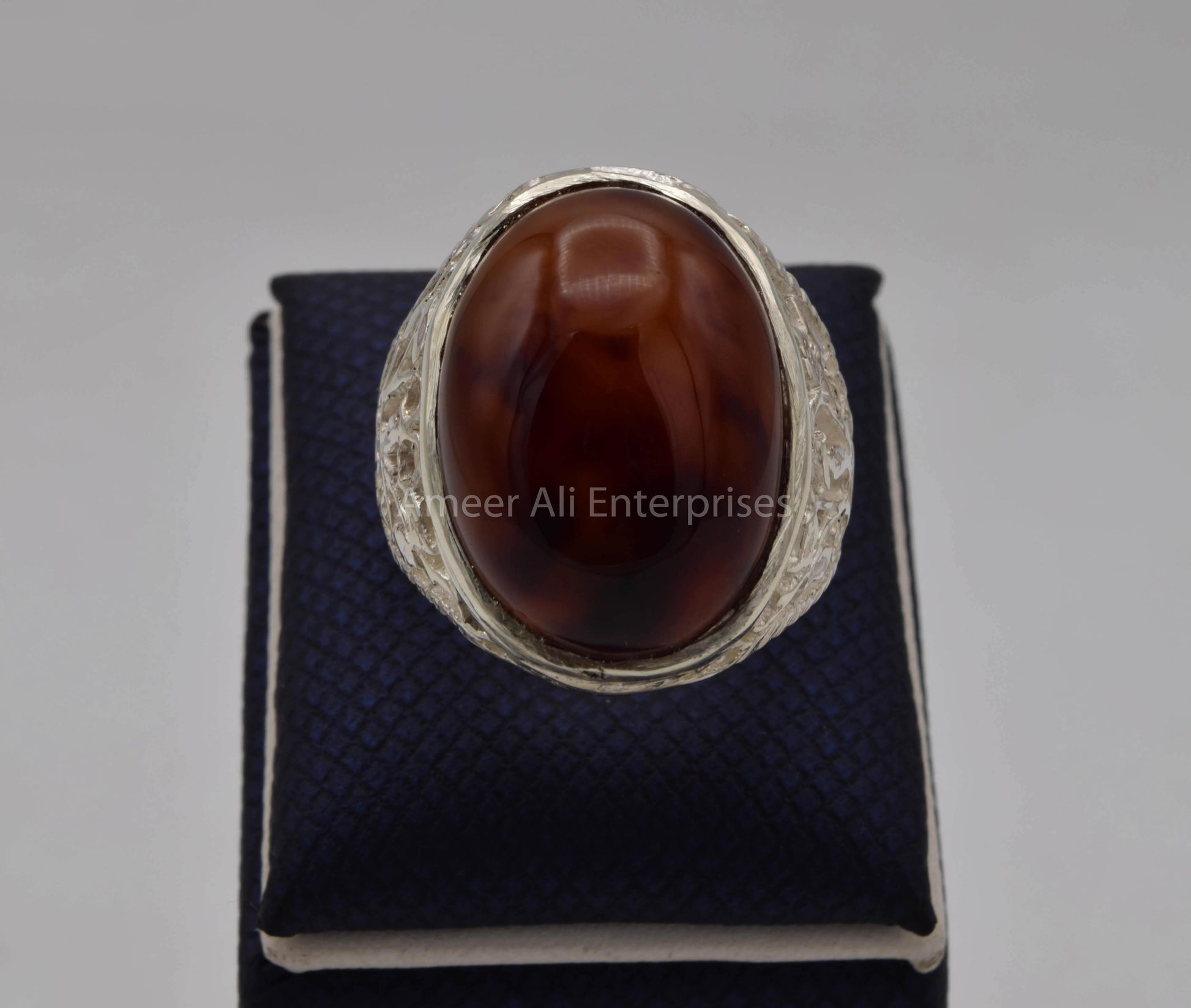 AAE 5659 Chandi Ring 925, Stone: Sulemani Aqeeq - AmeerAliEnterprises