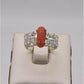 AAE 2506 Chandi Ring 925, Stone: Marjan (Coral) - AmeerAliEnterprises