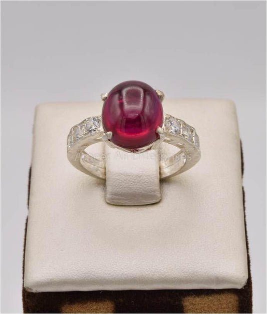 AAE 2502 Chandi Ring 925, Stone: Irani Poota Yaqoot (Anari Yaqoot) - AmeerAliEnterprises
