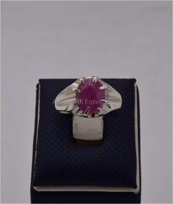 AAE 5743 Chandi Ring 925, Stone: Ruby - AmeerAliEnterprises