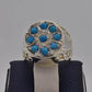 AAE 9143 Chandi Ring 925, Stone: Feroza (Turquoise) - AmeerAliEnterprises