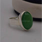 AAE 3121 Chandi Ring 925, Stone: Green Aqeeq - AmeerAliEnterprises