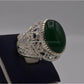 AAE 3112 Chandi Ring 925, Stone: Green Aqeeq - AmeerAliEnterprises