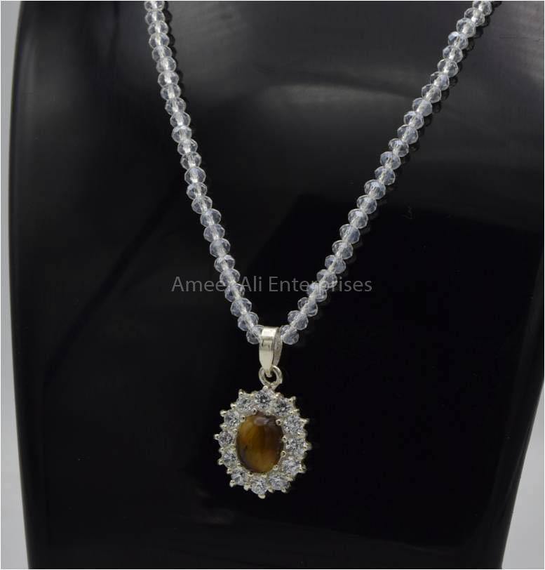 AAE 5778 Chandi Pendant 925, Stone: Tiger's Eye - AmeerAliEnterprises