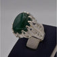 AAE 3114 Chandi Ring 925, Stone: Green Aqeeq - AmeerAliEnterprises