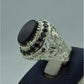 AAE 6679 Chandi Ring 925, Stone: Black Aqeeq