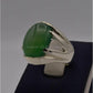 AAE 3118 Chandi Ring 925, Stone: Green Aqeeq - AmeerAliEnterprises