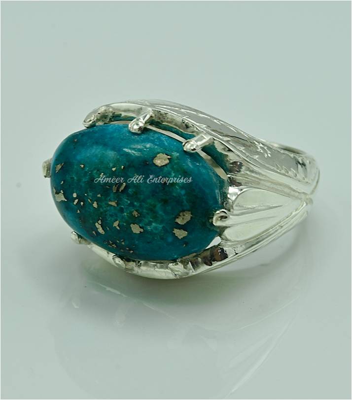AAE 6858 Chandi Ring 925, Stone: Shajri Feroza
