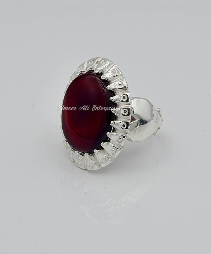 AAE 6566 Chandi Ring 925, Stone: Yamni Aqeeq