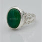 AAE 6596 Chandi Ring 925, Stone: Green Aqeeq