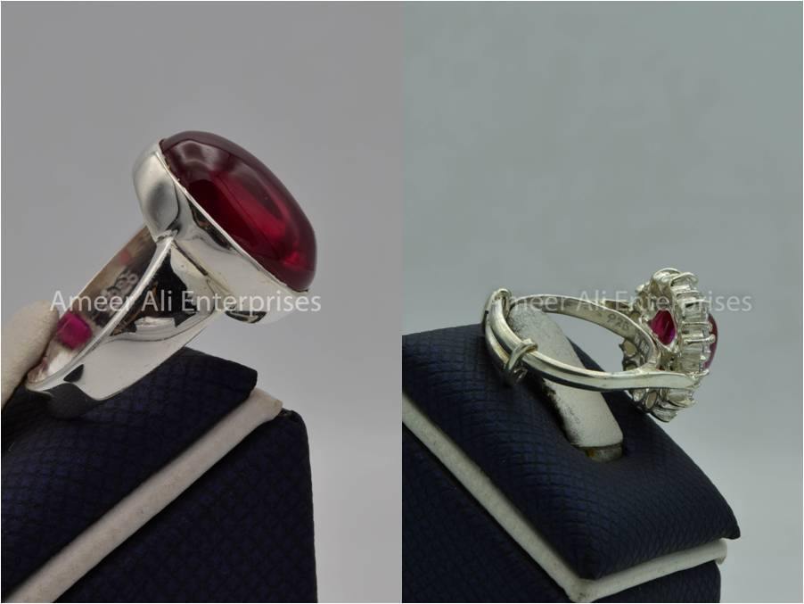 Silver Couple Rings: Pair 143,  Stone: Irani Poota Yaqoot - AmeerAliEnterprises