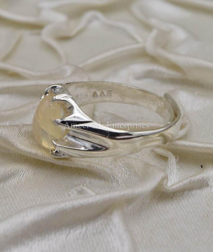 AAE 0326 Chandi Ring 925, Stone Opal (White) - AmeerAliEnterprises