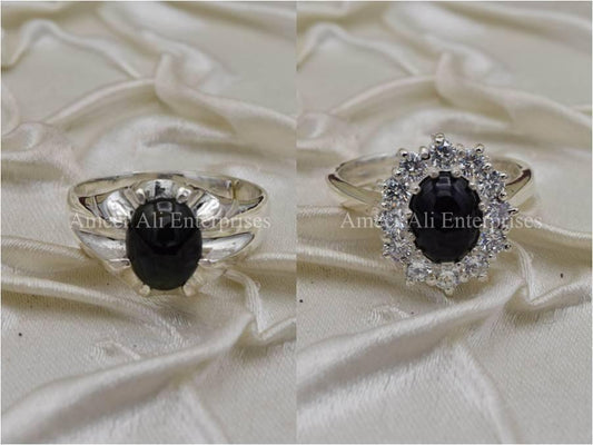 Silver Couple Rings: Pair 4,  Stone: Opal - AmeerAliEnterprises
